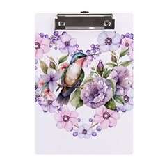 Hummingbird In Floral Heart A5 Acrylic Clipboard by augustinet