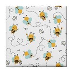 Bee Art Pattern Design Wallpaper Background Print Tile Coaster Front