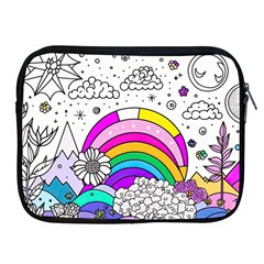 Rainbow Fun Cute Minimal Doodle Drawing Art Apple Ipad 2/3/4 Zipper Cases by Ravend