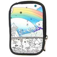 Rainbow Fun Cute Minimal Doodle Drawing Arts Compact Camera Leather Case by Ravend