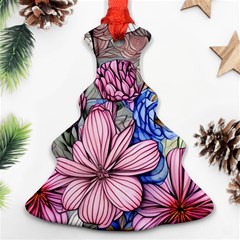 Broken And Budding Watercolor Flowers Christmas Tree Ornament (two Sides) by GardenOfOphir