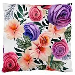 Country-chic Watercolor Flowers Large Cushion Case (two Sides) by GardenOfOphir