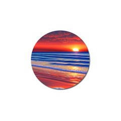 Golden Sunset Over Beach Golf Ball Marker by GardenOfOphir