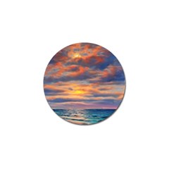 Serene Sunset Over Beach Golf Ball Marker by GardenOfOphir