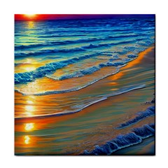 Modern Sunset Over The Ocean Face Towel by GardenOfOphir