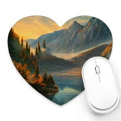 Dazzling Sunset Heart Mousepad by GardenOfOphir