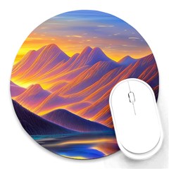 Great Sunset Round Mousepad by GardenOfOphir