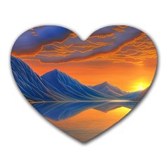 Glorious Sunset Heart Mousepad by GardenOfOphir