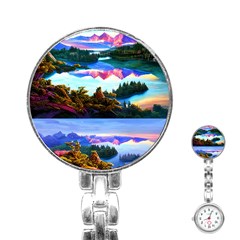 Solemn Soft Pastel Sunset Stainless Steel Nurses Watch by GardenOfOphir