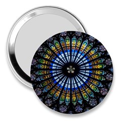 Mandala Floral Wallpaper Rose Window Strasbourg Cathedral France 3  Handbag Mirrors