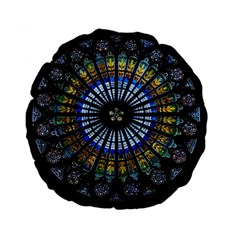 Mandala Floral Wallpaper Rose Window Strasbourg Cathedral France Standard 15  Premium Flano Round Cushions