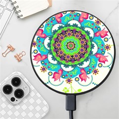 Artistic Pattern Mandala Wireless Fast Charger(black) by Jancukart