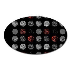 Black And Multicolored Polka Dot Artwork Digital Art Oval Magnet by Jancukart