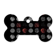 Black And Multicolored Polka Dot Artwork Digital Art Dog Tag Bone (two Sides)