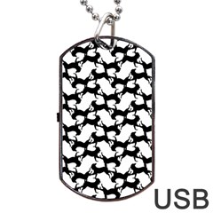 Playful Pups Black And White Pattern Dog Tag Usb Flash (two Sides) by dflcprintsclothing