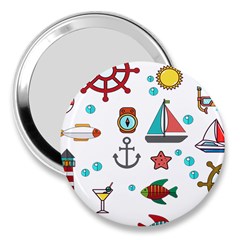 Marine Nautical Seamless Pattern Art 3  Handbag Mirrors