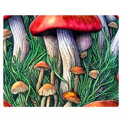 Forest Fairycore Mushroom Foraging Craft One Side Premium Plush Fleece Blanket (medium)