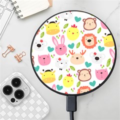 Cute Animals Cartoon Seamless Background Wireless Fast Charger(black) by Jancukart