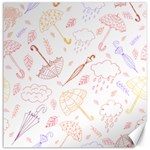 Weather Umbrella Rain Cloud Seamless Doodle Pattern Canvas 12  x 12  11.4 x11.56  Canvas - 1