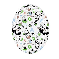 Giant Panda Bear Pattern Ornament (oval Filigree)