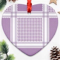 Square Purple Pattern Bead Purple Keffiyeh Purple Geometric Headdress Angle Violet Rectangle Heart Ornament (two Sides)