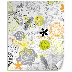 Doodle Flowers Hand Drawing Pattern Canvas 11  X 14 