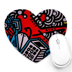 Multicolored Doodle Art Street Art Heart Mousepad