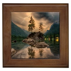 Nature Waters Lake Island Landscape Thunderstorm Framed Tile