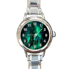 Aurora Northern Lights Celestial Magical Astronomy Round Italian Charm Watch