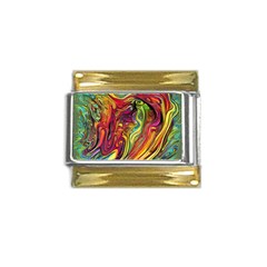 Liquid Art Pattern - Abstract Art Gold Trim Italian Charm (9mm) by GardenOfOphir