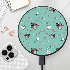 Raccoon Texture Seamless Scrapbooking Hearts Wireless Fast Charger(black) by Wegoenart