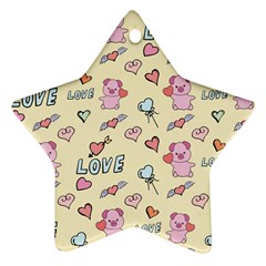 Pig Animal Love Romance Seamless Texture Pattern Star Ornament (two Sides) by Wegoenart