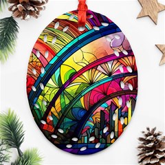 Stained Glass Window Oval Filigree Ornament (two Sides)