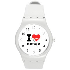 I Love Debra Round Plastic Sport Watch (m) by ilovewhateva