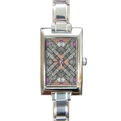 Mandala Decoration Floral Flower Rectangle Italian Charm Watch by Semog4