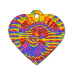 Colorful Spiral Abstract Swirl Twirl Art Pattern Dog Tag Heart (one Side)