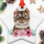 Watercolor Cat Star Ornament (Two Sides) Back