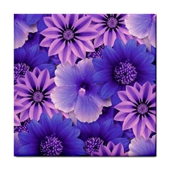 Pattern Floral Flora Flower Flowers Blue Violet Patterns Tile Coaster