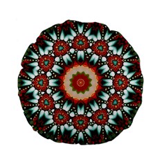 Kaleidoscope Floral Pattern Rosette Standard 15  Premium Flano Round Cushions