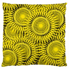 Abstract Sun Pattern Yellow Background Large Premium Plush Fleece Cushion Case (one Side)