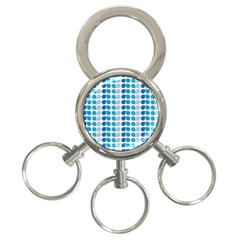 Blue Green Leaf Pattern 3-ring Key Chain