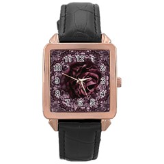 Rose Mandala Rose Gold Leather Watch  by MRNStudios