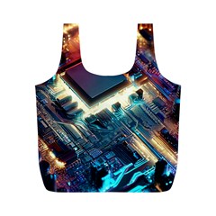 Ai Generated Motherboard City Technology Tech Cpu Full Print Recycle Bag (m) by Jancukart