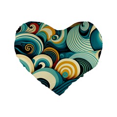 Waves Ocean Sea Abstract Whimsical (1) Standard 16  Premium Flano Heart Shape Cushions