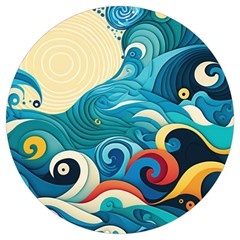 Waves Ocean Sea Abstract Whimsical (2) Round Trivet