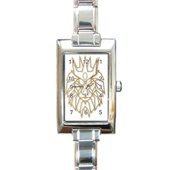 Lion Face Wildlife Crown Rectangle Italian Charm Watch by Semog4