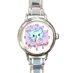 Cat Valentine-s Day Valentine Round Italian Charm Watch by Semog4