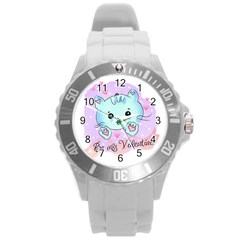 Cat Valentine-s Day Valentine Round Plastic Sport Watch (l) by Semog4