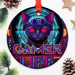 Gamer Life Ornament (round) by minxprints