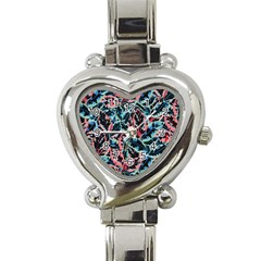 Leaves Leaf Pattern Patterns Colorfu Heart Italian Charm Watch by Semog4